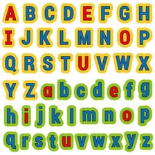Colorful alphabet letters arranged for a young child learning to read.