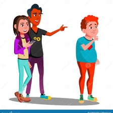 An illustration of a person speaking cheekily or talking back
