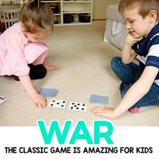 Two players comparing cards in a game of War