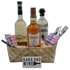 An assortment of bottles containing distilled spirits