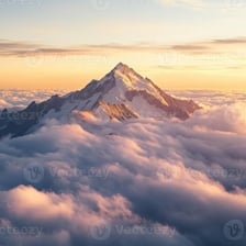 A high mountain peak rising above the clouds