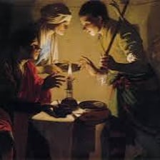 An artistic depiction of the biblical twins Esau and Jacob.
