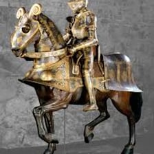 A medieval knight in full plate armor