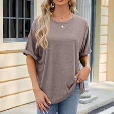 A blouse and a T-shirt shown as examples of tops