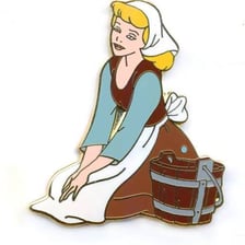 An illustration of Cinderella wearing ragged clothing before her transformation.