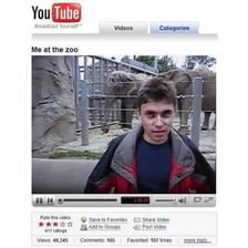 The YouTube logo associated with the platform’s first video, Me at the zoo.