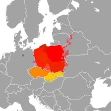 A map showing Poland within the West Slavic region