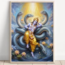 Traditional artwork depicting the Hindu deity Vishnu.