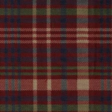 Fabric displaying a multicolored plaid pattern of intersecting bands.