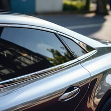 A car with tinted side windows.