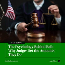 A courtroom scene involving a judge setting bail