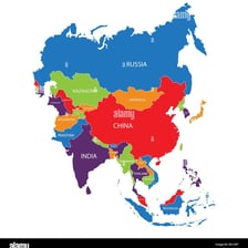 A map showing the continent of Asia.