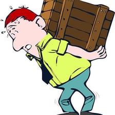A person struggles unsuccessfully to lift a heavy object.