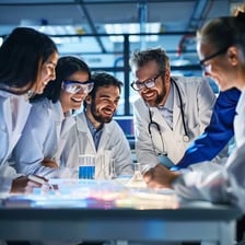 Scientists conducting research in a laboratory.