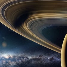 Saturn shown with its prominent rings