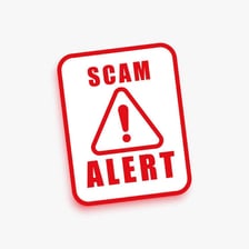 An illustration warning about a fraudulent online scheme.