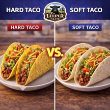 A crisp hard-shell taco beside a soft tortilla taco