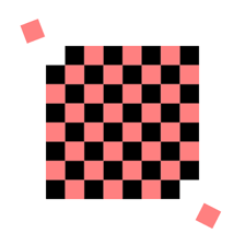 Objects placed diagonally opposite each other