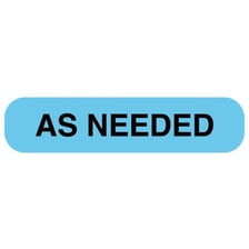 A prescription label marked for use as needed.