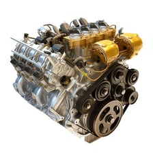 A gasoline-powered car with its engine being revved