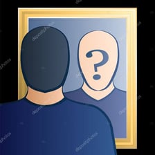 An uncertain person contemplating their reflection
