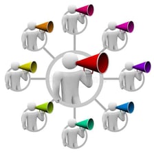 A person sharing news with several other people