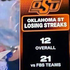 A sports scoreboard associated with a team on a losing streak.