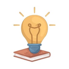 A lit light bulb used as a symbol for an idea.