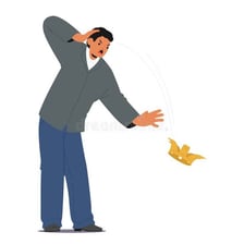 A frustrated person reacting angrily.