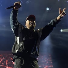 Rapper Nas performing on stage