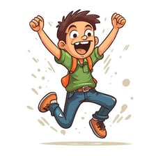 An excited person depicted with a tingling sensation