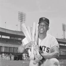 Willie Mays at bat in a baseball game
