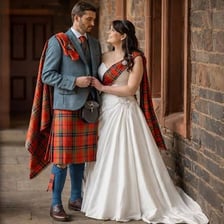 A person wearing a traditional tartan kilt
