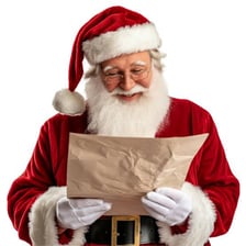 Santa Claus looking at a Christmas list