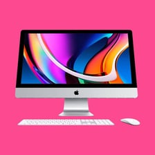 An Apple iMac all-in-one desktop computer with a large screen.