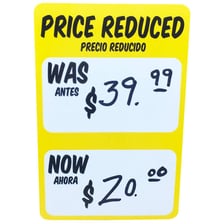 A retail price tag showing a discounted price