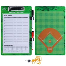 A sports team roster displayed on a clipboard