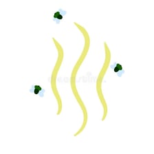 Squiggly lines rising from a smelly object to depict odor
