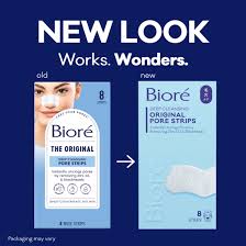 Bioré pore-strip packaging and individual strips.