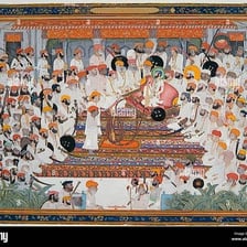 A historical depiction of Indian princes in a royal court