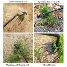 A gardener pulling weeds out of the ground.