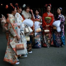 Participants taking part in a traditional coming-of-age ceremony
