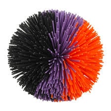 A colorful Koosh ball made of flexible rubber strands
