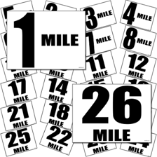 A road race with a sign marking a mile of the course.