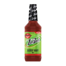 A bottle of Zing Zang Bloody Mary mix.