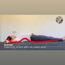 A person lying flat on their back in a supine position.