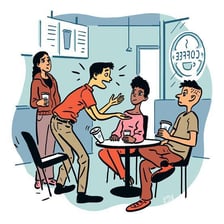 A person sharing a personal story with friends