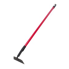 A long-handled garden hoe