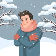 A person visibly shivering in cold weather