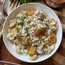 A serving of golden, crispy tater tots.